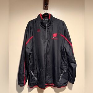 Adidas Wisconsin Badgers Climaproof windbreaker jacket quarter zip